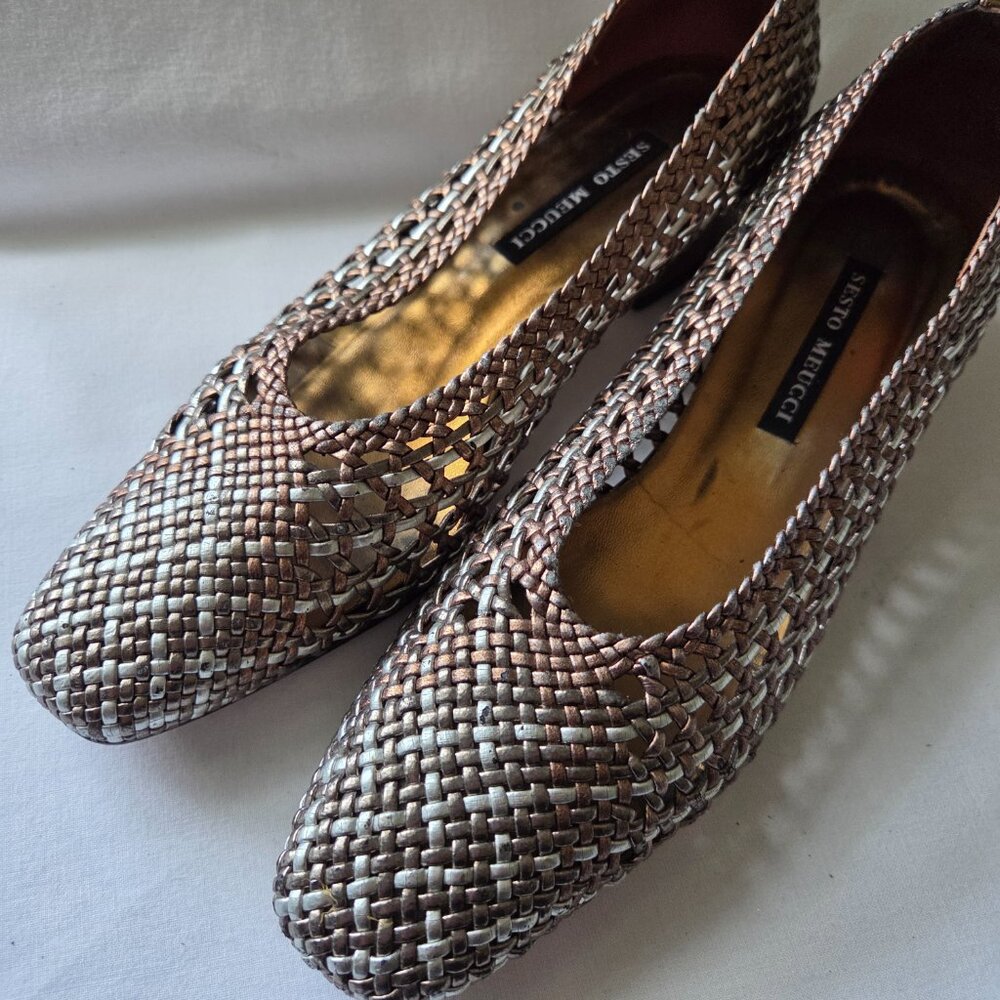 Vintage Sesto Meucci Woven Metallic Heels - Picture 8 of 15
